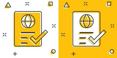 To do list icon in comic style. Document checklist cartoon vector illustration on white isolated background. Notepad check mark splash effect business concept.
