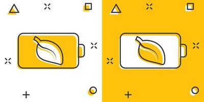 icono de carga de batería en estilo cómico. ilustración de vector de dibujos animados de nivel de potencia sobre fondo blanco aislado. concepto de negocio de efecto de salpicadura de acumulador de litio.