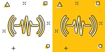 icono de onda de sonido en estilo cómico. ilustración de dibujos animados de vector de latido del corazón sobre fondo blanco aislado. concepto de negocio de efecto de salpicadura de ritmo de pulso.