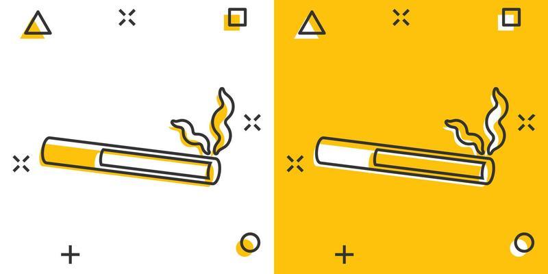 Cigarette icon in comic style. Smoke cartoon vector illustration on white isolated background. Nicotine splash effect business concept.