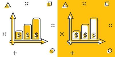 Money growth icon in comic style. Arrow progress cartoon vector illustration on white isolated background. Career splash effect business concept.