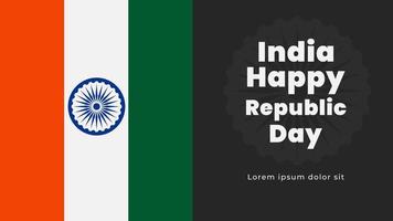 celebración del día de la república india el 26 de enero. diseño de fondo de estilo simple con el símbolo de la bandera india vector