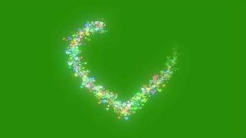 Particle Heart Trail Green Screen Background. Glowing Particle Trail Moving On Green Screen Background. Glitter Particle Heart Trail With Glitter Glowing Hear Particle On Black Background,magic Heart