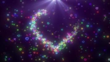 Particle Heart Trail With Glitter Glowing Particle Background,magic Heart Sparkle Glitter Particle Background. Abstract Animation Of Glowing Valentine, And Wedding Romantic Glitter Heart Particle And