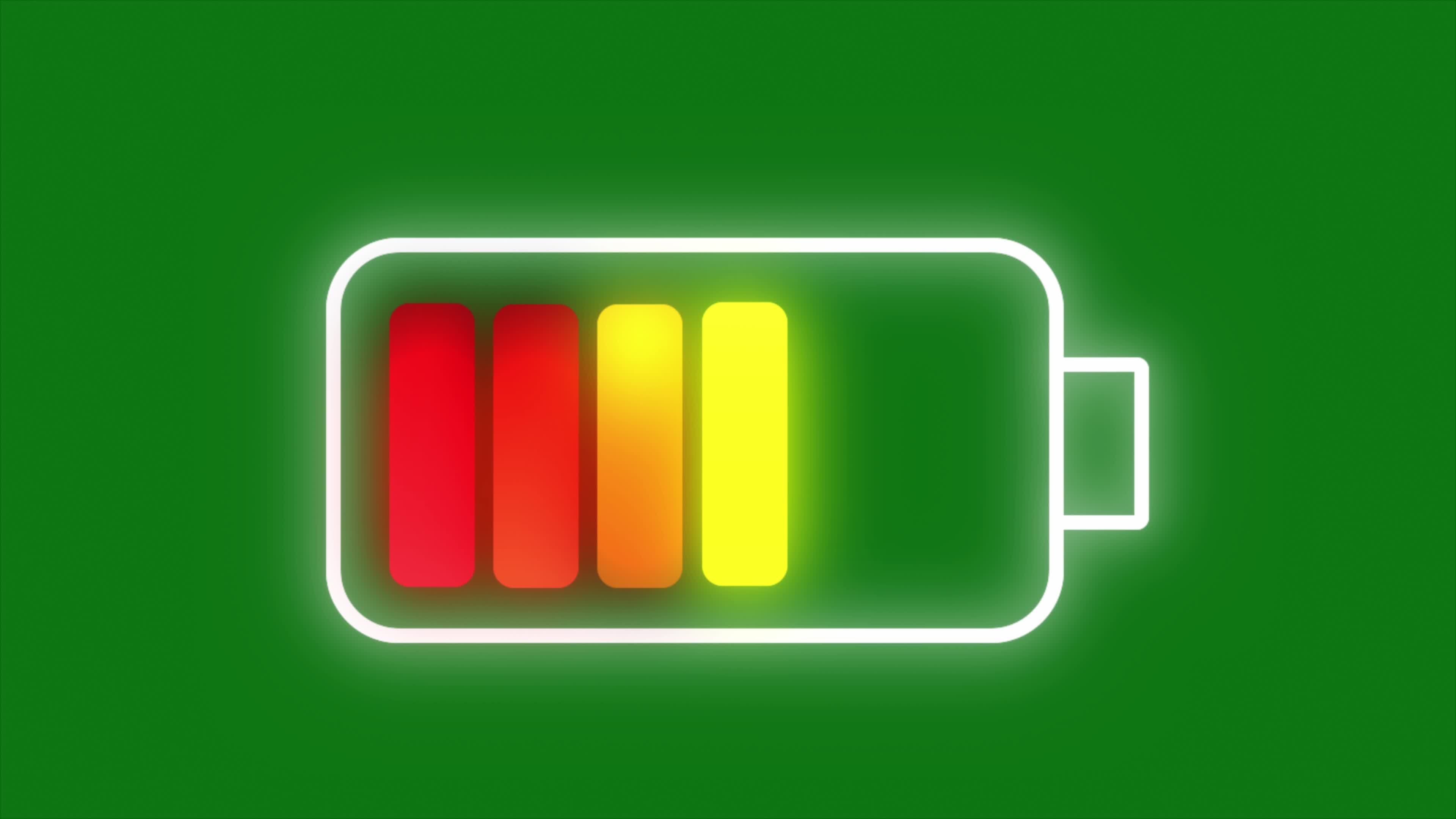 Battery Charge Animation On Green Screen Background. Animation Of