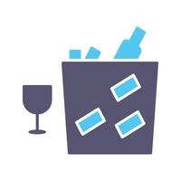 botella de vino única en icono de vector de hielo