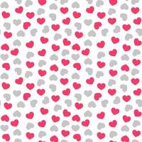 Red seamless pattern of random hearts shape confetti.Hearts Confetti, bright colorful background, cute and fun decoration.  Design element for festive banner, greeting card, postcard. vector