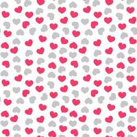 Red seamless pattern of random hearts shape confetti.Hearts Confetti, bright colorful background, cute and fun decoration.  Design element for festive banner, greeting card, postcard. vector