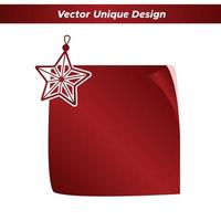 Red paper snowflake over red paper sticker, Christmas sticky notes vector