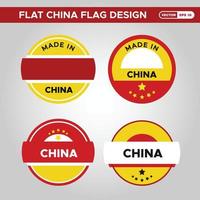 China flag stamp design set of labels, stamps, and badges. vector illustration