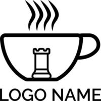 concepto de diseño de logotipo de icono de ajedrez de café gratis vector