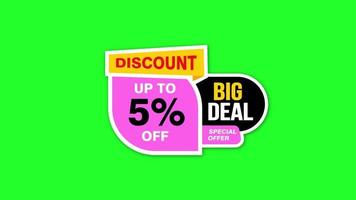 5 Percent BIG DEAL offer, clearance, promotion banner layout with sticker style. video