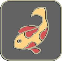 icono de peces koi. elementos de celebración del año nuevo chino. iconos en estilo en relieve. bueno para impresiones, carteles, logotipos, decoración de fiestas, tarjetas de felicitación, etc. vector