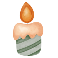 Watercolor Christmas candle icon. png