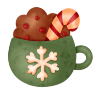 Watercolor Christmas holiday coffee mug cocoa Icon. png