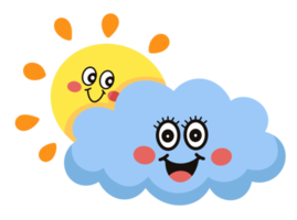 icono de personaje de dibujos animados de nube y sol png