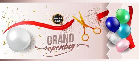 Grand Opening Red Vector Art PNG, Grand Opening Red Banner And