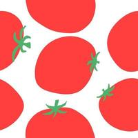 Seamless pattern of tomatoes in cartoon flat style. Vector illustration on white background.