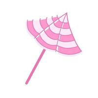 Pink beach umbrella. Vector illustration in cartoon flat style isolated on white background