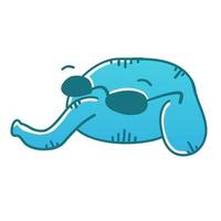 Elephant in sunglasses. Vector illustration in cartoon flat style isolated on white background.