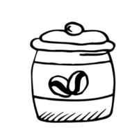 Glass coffee jar in doodle style. Vector illustration