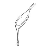 honey dipper. hand drawn honey spoon in doodle style. natural bee honey. Vector illustration isolated on white background.