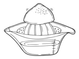 Doodle half a lemon and a squeezer plastic citrus juicer vector