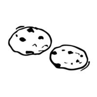 Chocolate chip cookies. Modern sketch of american cookies in doodle style. Oatmeal sweet dessert. vector