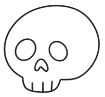 icono de línea de cráneo de dibujos animados de Halloween. png