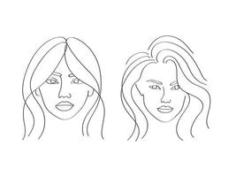 Hand drawn females hairstyle line art doodle drawing vector