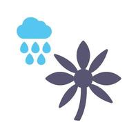 flor con icono de vector de lluvia