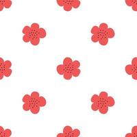 Floral seamless vector pattern with flowers. Spring flora. Simple hand-drawn kids style. Pretty ditsy for fabric, textile, wallpaper. Digital paper in white background