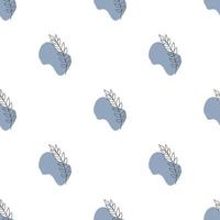 Seamless pattern with leaves and abstract shapes. Abstract Minimalistic Art. Cute kids nursery repeat background. Design in boho style for printing on textile or paper. vector