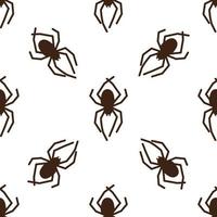 patrón transparente de vector de araña sobre un fondo blanco. estampado de insectos en textiles, papel, tema de papel de envolver