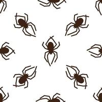 patrón transparente de vector de araña sobre un fondo blanco. estampado de insectos en textiles, papel, tema de papel de envolver