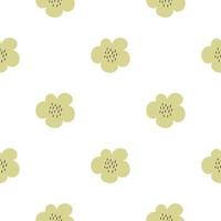 Floral seamless vector pattern with flowers. Spring flora. Simple hand-drawn kids style. Pretty ditsy for fabric, textile, wallpaper. Digital paper in white background