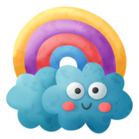 regenboog en wolken glimlachen gezicht tekenfilm icoon png