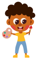 niño con paleta y pincel icono de dibujos animados de carácter png