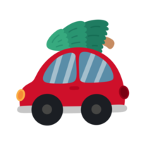 Red car with a christmas tree on the roof Icon. png