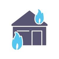 icono de vector de casa que consume fuego único