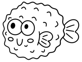 ícone de baiacu do design da linha de vida do oceano png