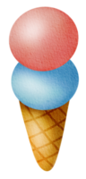 Ice cream set with watercolor summer dessert icon png