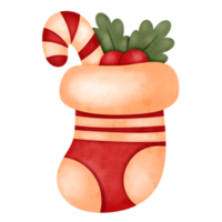 icono de calcetín de Navidad acuarela. png