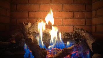 Gas Burning Fireplace Blue and Orange Flame video