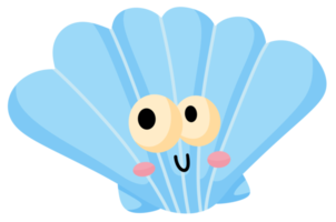 Seashell with face cartoon childish book character png