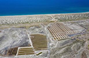 Sea salt saline factory aerial view in Baja California Sur Mexico Punta Arenas photo