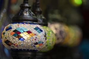 Arabic glass colorful lamp lantern photo