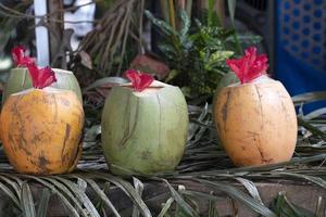 coconut ready to drink at the market photo