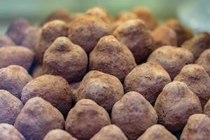 chocolate truffles isolated in candy shop in florence photo