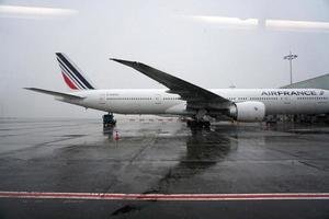 PARIS, FRANCE - MARCH 19 2018 - paris airport covered by snow photo